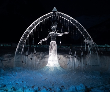 Lake Louise Ice sculpture at night