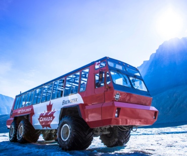 The ice explorer ice truck on the glaciers