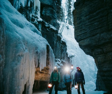 Adventuring in the icey Maligne Canyon