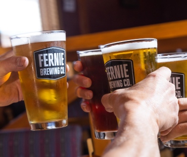 Cheersing beers at Fernie Brewing Co