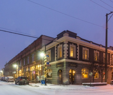 Night time view of the Fernie Museum