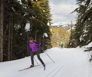 Cross Country skiing on Sun Peaks Nordic Trail