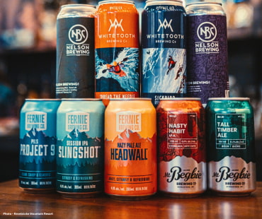 A Range of craft beer cans from local breweries in the area