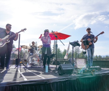 A band playing on the stage at Heavenly resort