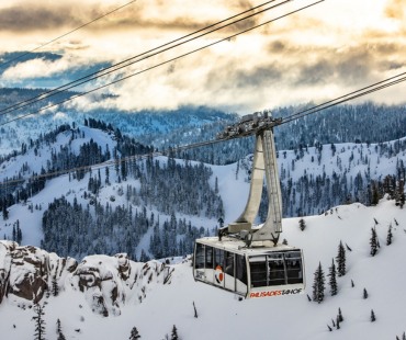 aerial tram going up ropeway