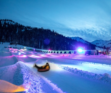 light up tube park in the evening