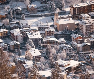 Overhead view of Courmayeurs Village