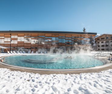 Beautiful snow surrounded thermal pools