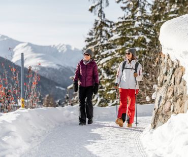 People walking in the deep snow