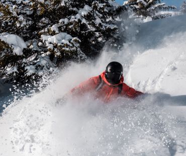 Rider in the deep powder snow