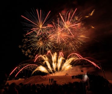 Torchlights and Fireworks on the ski hill