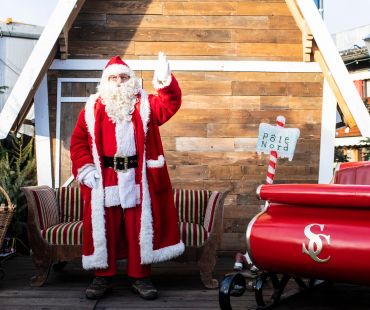 Santa waving at Crans Montana