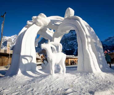 Large snow sculpture in grindelwald