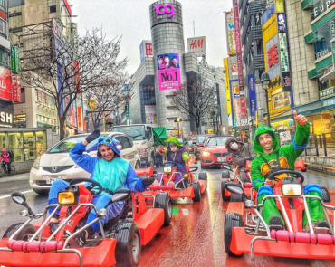 Tourists participating in Mario Kart in the streets of Tokyo