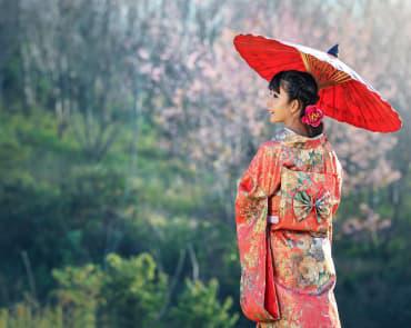 Girl wearing a kimono